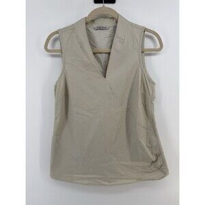 Toad & Co Women Medium organic cotton tank v neck ruched Zippered Pocket